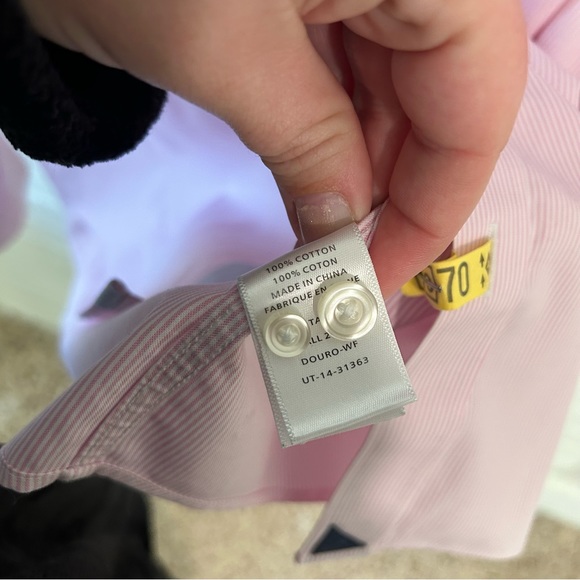 Untuckit Wrinkle-Free Douro Shirt pink & white stripe button down shirt - Picture 2 of 8